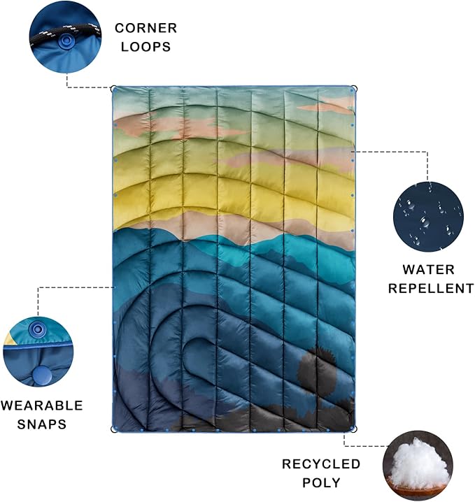 Camping Blanket,Lightweight Puffy Printed Camping Blanket Packable Outdoor Blanket for Camping,Traveling, Stadium, Hiking, Picnics