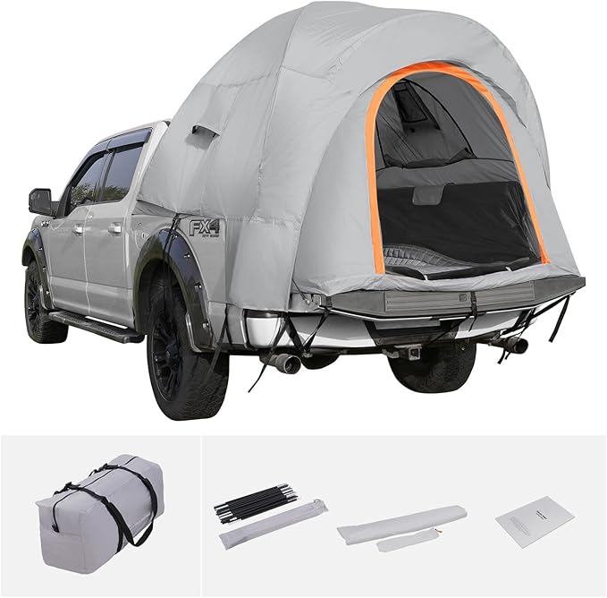 Happybuy Truck Bed Tent, 5.5'-6' Pickup Truck Tent with Rain Cover and Carry Bag, Waterproof PU2000mm Double Layer for Camping, Accommodating 2-3 People, Ideal for Camping Travel