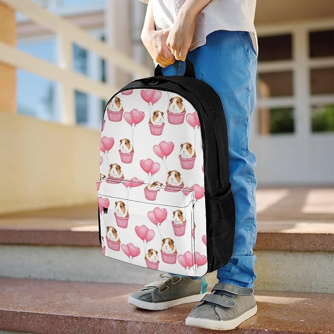 Supdreamc Polyester Daypack Backpack for Sports Travel Running, Big Capacity Anti-Theft Multipurpose Carry On Bag, Guinea Pigs Balloon Art Laptop Book Bag Rucksack
