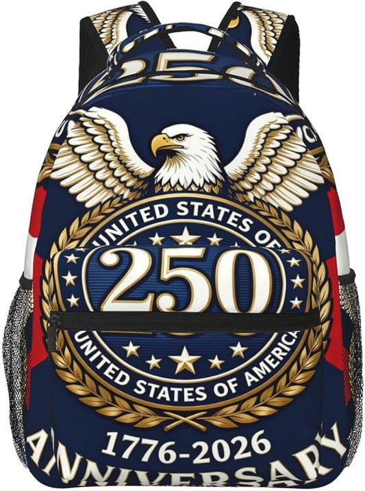 Lightweight Backpack for Gym Travel Bicycle, Big Capacity Multipurpose Anti-Theft Carry On Bag, 250th Anniversary 1776-2026 Patriotic Eagle Art Travel Hiking Bag Day Pack