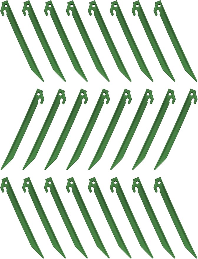 24 Pcs 9 Inch (225mm) Tent Pegs Plastic Spike Hook Awning Camping Caravan Visual Marker Outdoor Camping Inflatable Stakes Canopy (Green)
