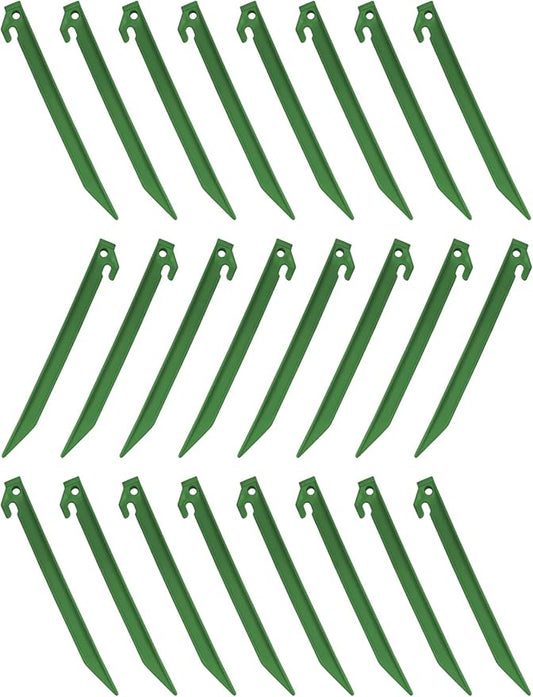 24 Pcs 9 Inch (225mm) Tent Pegs Plastic Spike Hook Awning Camping Caravan Visual Marker Outdoor Camping Inflatable Stakes Canopy (Green)