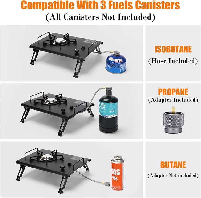 Camping Stove for IGT Table, Portable Isobutane Gas Stove with Carry Bag, 4000W Camp Stove,Folding Propane Burner, IGT Accessories for Picnic, RV, Car Trip, Tailgating, Patio, Backyard
