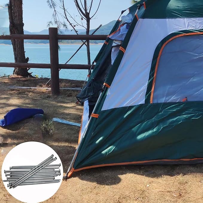 Metal Stakes, 10 Inch 35Pcs Galvanized Landscape Spikes,Garden Nails for Turf,Weed Barriers,Tent and More (35, Silver)