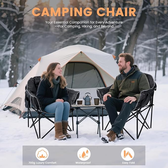Oversized Heated Camping Chair with 20,000mAh Power Bank, Heated Chairs Outdoor Sports with 3 Heat Levels, Portable Folding Heated Outdoor Chair for Lawn Patio Lounge