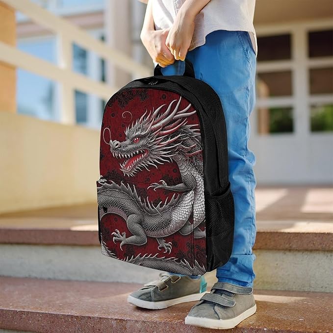 Supdreamc Rucksacks Multipurpose Anti-Theft Big Capacity Bookbag, Chinese Dragon Art Travel Hiking Camping Rucksack With Padded Straps