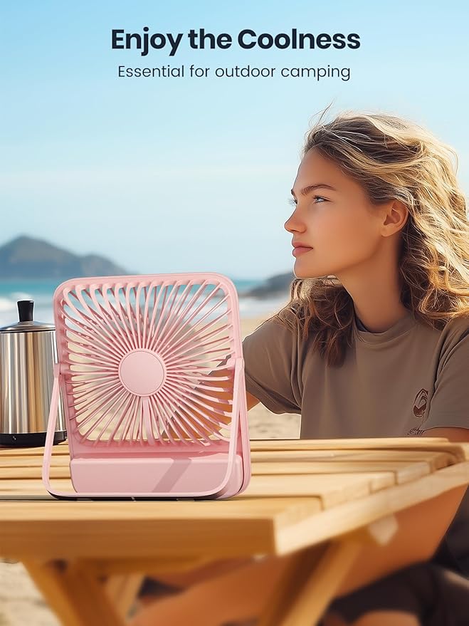 Warmco 10000mAh Portable Travel Fan 7-inch, [10-24H Runtime] Ultra-thin Digital Display Mini Desk Battery Operated Fan for Bedroom, Camping, Cruise Essentials 2025