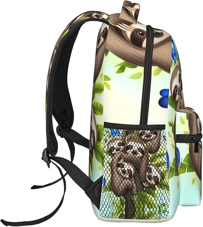 Lightweight Rucksack for Sports Travel Running, Big Capacity Multipurpose Anti-Theft Bookbag, The Happy Time Of The Sloth Family Art Travel and Sport Backpack Rucksack