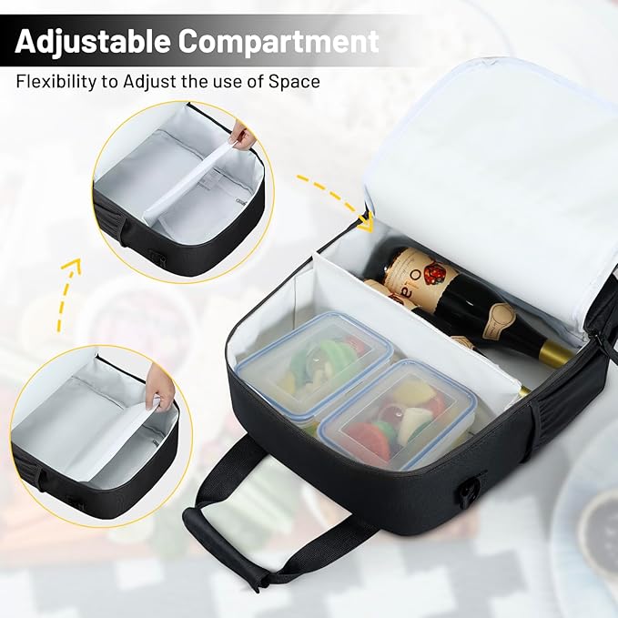 MIER Backpack Cooler 24 Cans Insulated Double Deck Soft Coolers Bag Lightweight Lunch Back Pack Women Men for Beach Travel Work Fishing, Black