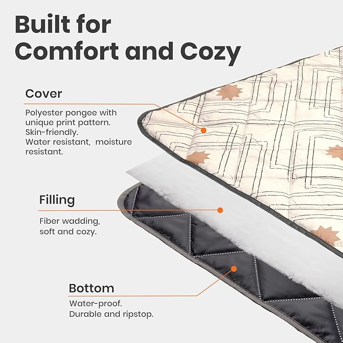 Waterproof Outdoor Blanket, 79" x 55" Large Packable Picnic Blankets, Foldable Picnic Mat for Park, Lawn, Grass, Beach, Concert (Boho Geometric)