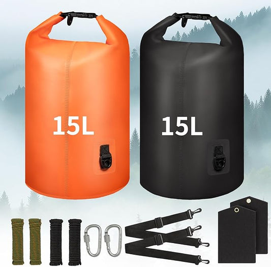 Bear Bag Hanging System - 15L Heavy Duty Waterproof Bear Proof Food Storage Kit with Rock Sack 2 Ropes 2 Safety Clips 1 Straps for Hiking, Camping & Backpackin