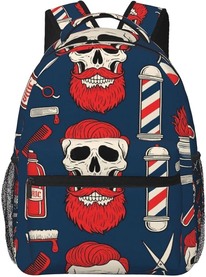 Men Women Polyester Vintage Barber Shop Tools Casual Daypack Large Capacity Carry On Bag With Adjustable Shoulder Straps for Camping Work Running