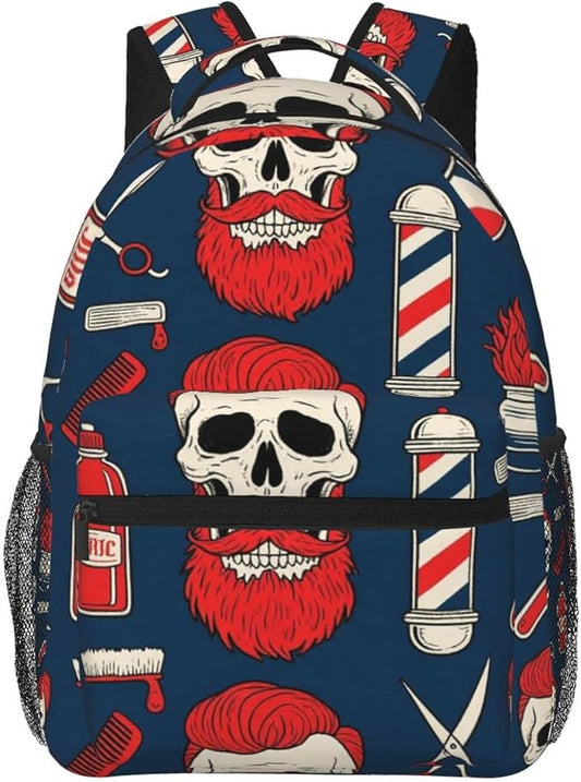 Men Women Polyester Vintage Barber Shop Tools Casual Daypack Large Capacity Carry On Bag With Adjustable Shoulder Straps for Camping Work Running