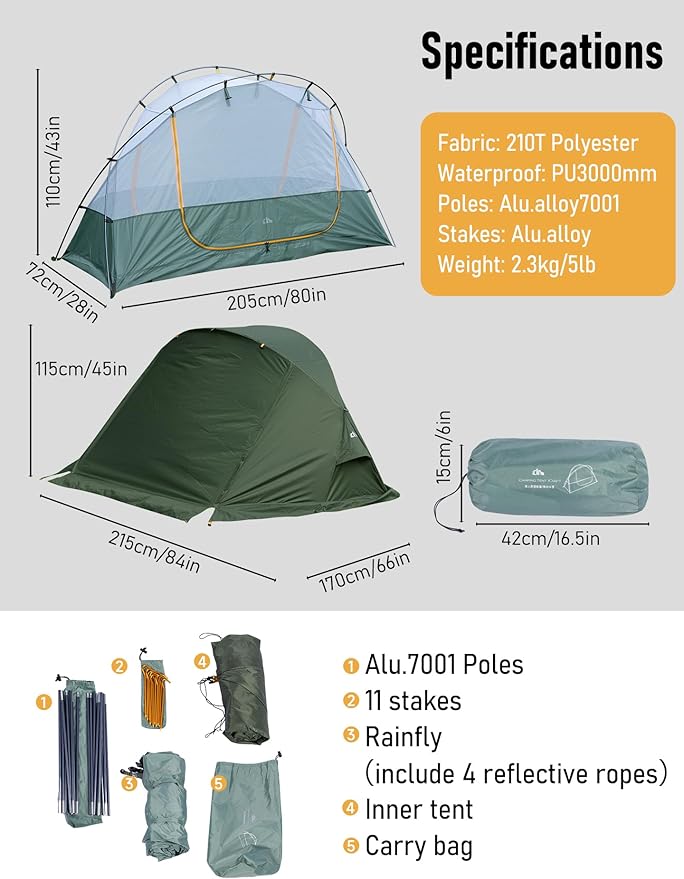 iClimb Ultralight 4 Season Solo Tent Waterproof with Snow Skirt Rainfly, Ground/Off The Ground Tent for Backpacking Camping Hiking Trekking Mountaineering