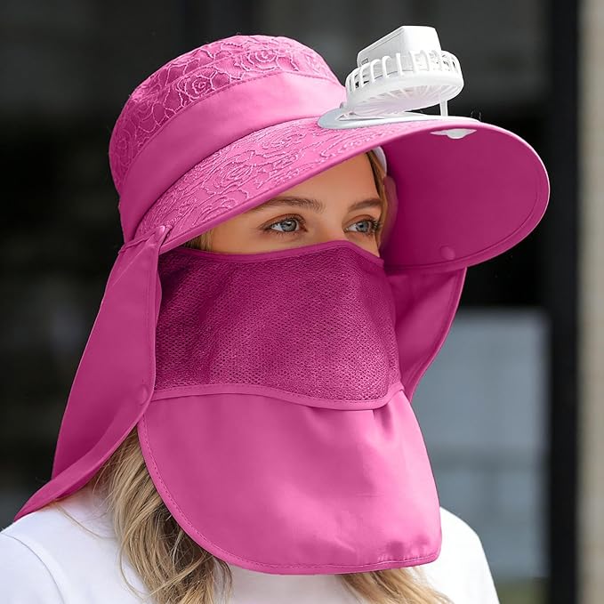 Solar Fan Cap, Wide Brim Sun Cap, USB and Solar Powered Adjustable Breathable Fan Hat for Women Men Outdoor