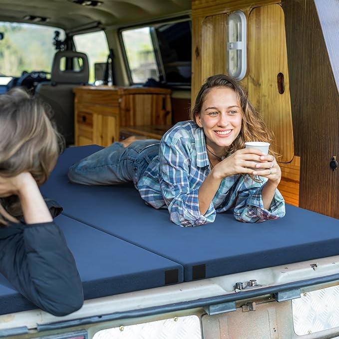 Goplus Memory Foam Camping Mattress, Portable Roll up Sleeping Pad w/Anti-Slip Bottom, Travel Bag, Single/Twin Waterproof Floor Mat, Guest Bed