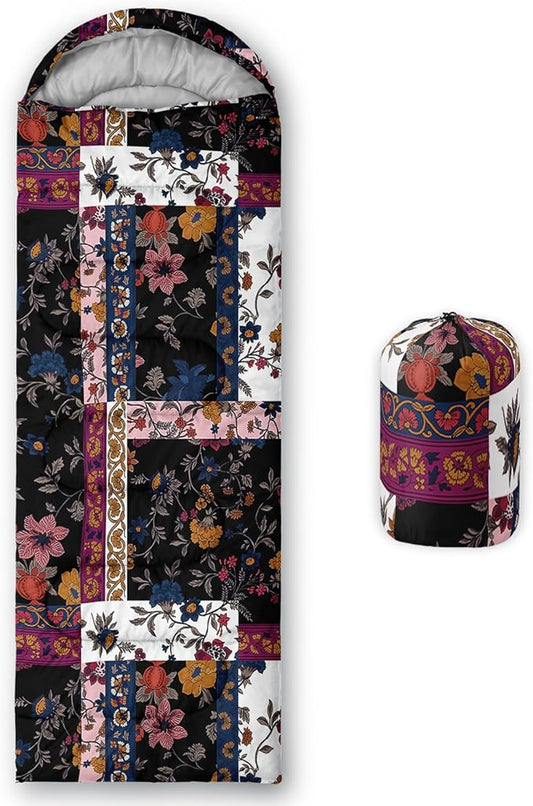 Sleeping Bags for Adults and Kids，3D Printing Camping Sleeping Bag for Girls Boys Lightweight Waterproof Cold/Warm 3-Season，Outdoor Travel with Compression Bags