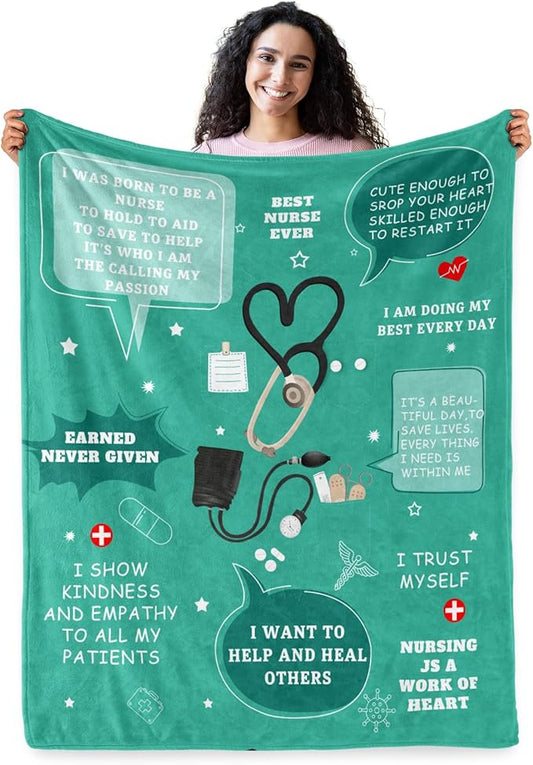 Nurse Appreciation Gifts, Nurses Week Gifts for Women Men, Soft Blanket for Nurses, Cozy Throw Blankets Christmas Birthday Gifts for Nurse Practitioners Couch Bed Sofa 60" X 50"