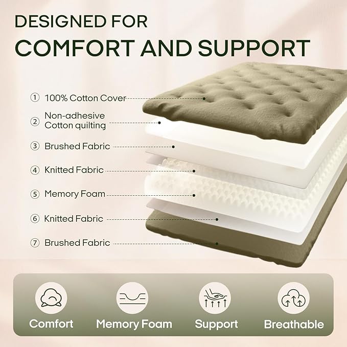ZonLi Japanese Floor Futon Mattress Full Size 54"x75"100% Cotton Cover 6''Thicken Tatami Mattress,Foldable Sleeping Pad,Portable Dormitory Tatami Mat,Roll Up Floor Lounger Bed for Adult (Winter Moss)