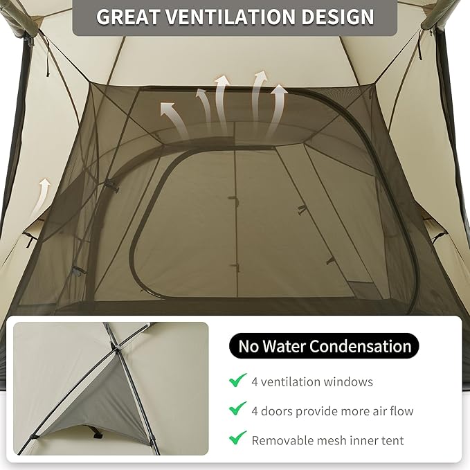 Naturehike Massif Hot Tent with Stove Jack, Waterproof Windproof 4 Season Tent, 2/4 Person Cold Weather Winter Tents for Camping