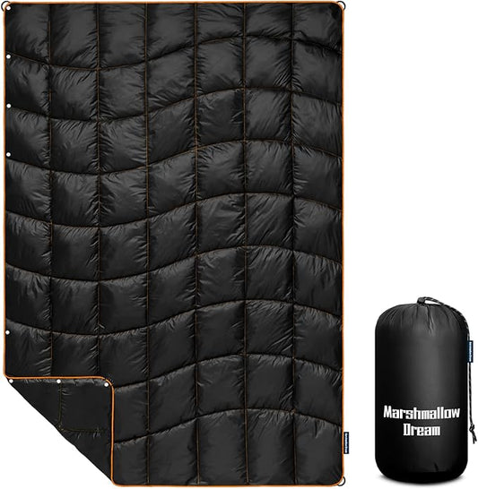 Camping Blanket, Packable Puffy Blanket Down Alternative Blanket Lightweight Windproof Water Resistant for Outdoors,Hiking, Backpacking,Beach,Car,Picnic,Stadium 39x55in