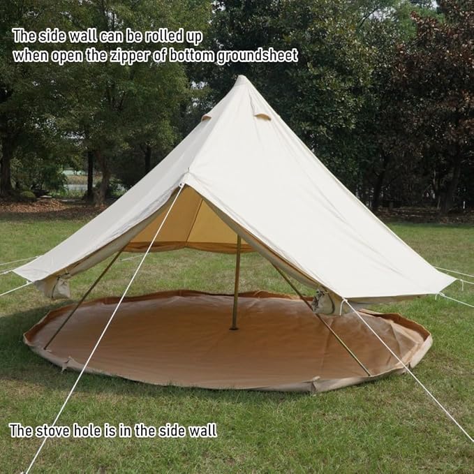 Latourreg Outdoor Glamping Safari Tent Luxury Cotton Canvas 3M/4M/5M/6M Yurt Bell Tent for Family Camping