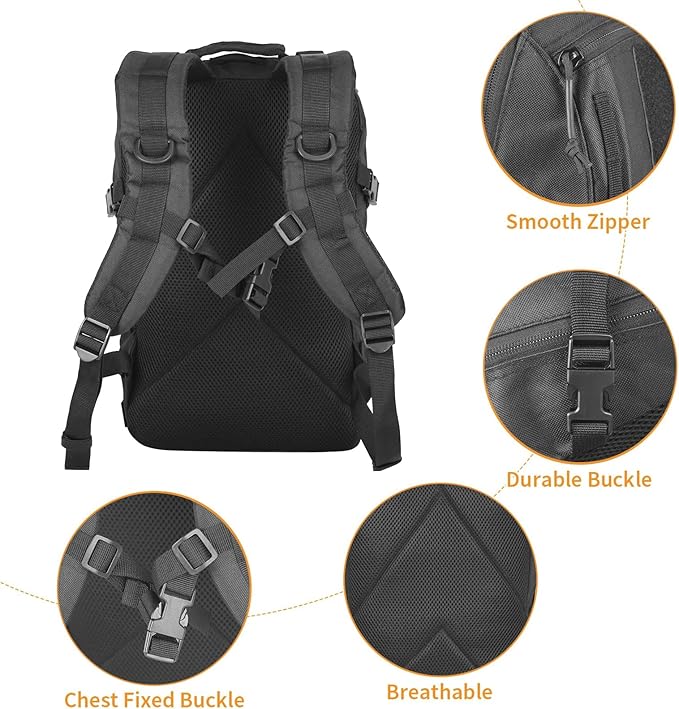 Small Tactical Backpack 12L Molle Bag Rucksack Army Daypack Military Daypack for Outdoor,Hiking (Black)