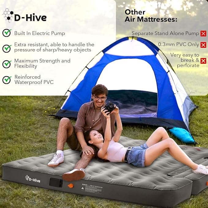 D-Hive Unbeatable Durability 6-6.5" Truck Bed Air Mattress, Durable Extra Thick 300D Oxford Fabric, Quick Easy Set-Up w/Electric Pump,Truck Camping Mattress Compatible with F150, Ram, Tundra