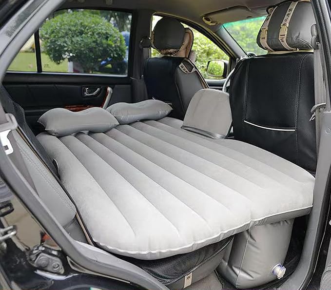 Inflatable Car Air Mattress Back Seat Bed with Air Pump,Thickened Portable Car Travel Sleeping Camping Air Mattress Blow Up Bed for Car Universal SUV
