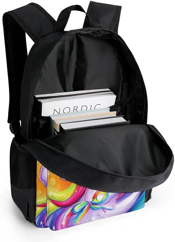 Supdreamc Adults Lightweight Colorful Rainbow Unicorns Rucksacks Large Capacity Bookbag With Adjustable Shoulder Straps for Trekking Outdoors Bicycle