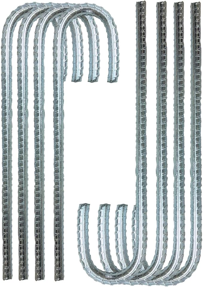 Ashman Rebar Stake Anchor 12 Inches Long (8 Pack), Ideal for Securing Animals, Tents, Canopies, Sheds, Car Ports, Swing Sets. Rust-Resistant and Made of Solid Premium Galvanized/zinc-Coated Metal.