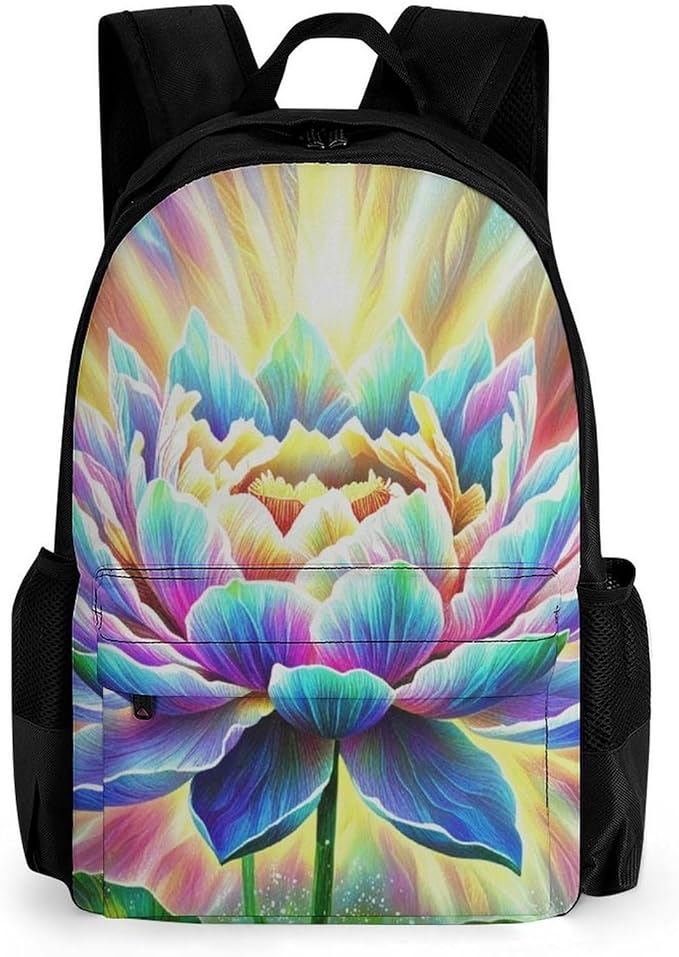 Supdreamc Men Women Lightweight Healing Poppy Flower Casual Daypack Large Capacity Bookbag With Adjustable Shoulder Straps for Gym Business Bicycle