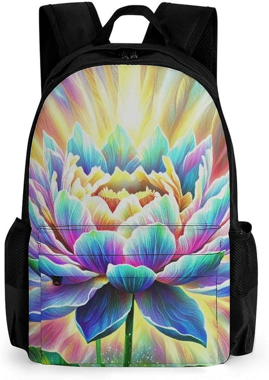 Supdreamc Men Women Lightweight Healing Poppy Flower Casual Daypack Large Capacity Bookbag With Adjustable Shoulder Straps for Gym Business Bicycle