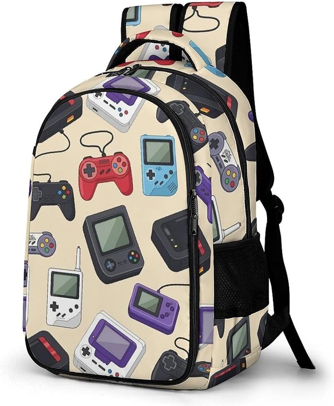Travel Backpack Purse for Women, Video Game Weapon Funny Games Cute Laptop Backpack with Tumbler Holder for Nurse Teacher College Work Casual Daypack