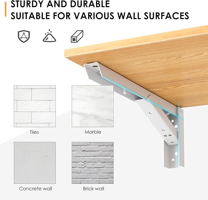 Need Wall Mounted Desk - Heavy Duty Folding Work Table Length 36" Width 20"/Small Space Hanging Desk Perfect Addition to Home/Office/Kitchen & Dining Room Teak&White AC15-9050TW-ND