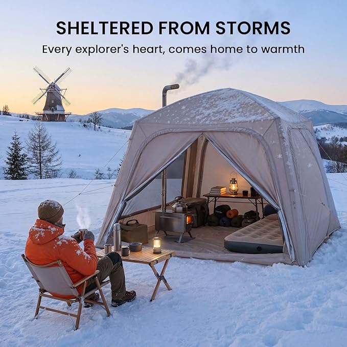 Inflatable Tents for Camping, Large Blow Up Tent with Hand Pump, Easy Setup InflatableTent 4 Season Tent, Waterproof Oxford Air Glamping Tents for Camping Adult 4/6/8/10/12 Person
