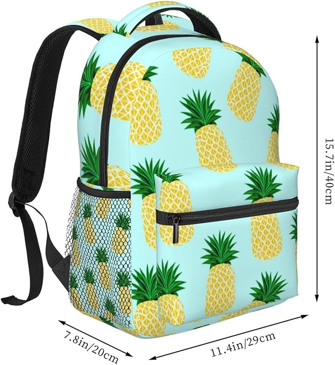 Polyester Daypack for Hiking Work Running, Big Capacity Anti-Theft Multipurpose Shoulder Bag, Hawaiian Tropical Pineapple Travel and Sport Backpack Rucksack