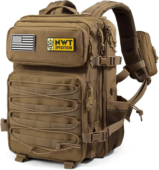 Military Tactical Backpack,Sturdy Work & Molle Laptops Rucksack,Army Pack for Hiking Camping Travel Fishing Gym,Khaki