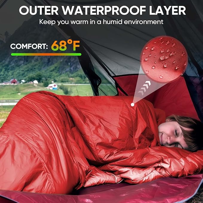 OBTANIM Sleeping Bags Portable Waterproof Camping Sleeping Bag for Adults Kids 4 Seasons Cold Weather or Warm Backpacking Hiking Mountaineering Indoor Outdoor Use