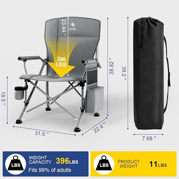 4 XL Camping Chairs 396lb Capacity - 4 Colors | Oversized Padded, Cup Holder & Cooler - Now $62.88 ，Save $37+ Per Chair!