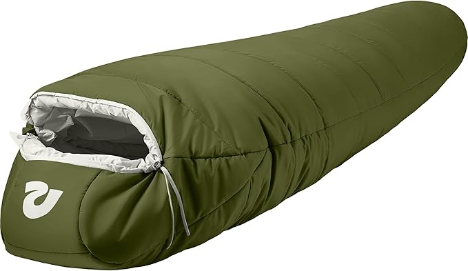 Retrospec Dream Mummy Sleeping Bag - 30°F Camping & Travel Essential Gear with Water - Resistant Shell & Synthetic Fill - Zippered Pocket & Stuff Sack