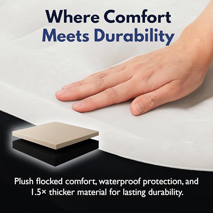 King Koil Premium California King Air Mattress with Built-in High-Speed Patented Pump for Home, Camping & Guests- Inflatable Double High Airbed Blow Up Bed, Waterproof, 1 Year Warranty