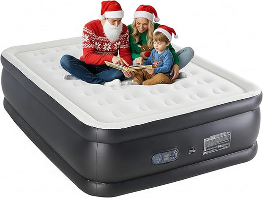 Simple Deluxe Camping Air Mattress with Built-in Electric High-Speed Pump, Blow Up Inflatable Airbed with Carrying Bag for Home Guests & Travel, Waterproof Foldable Portable