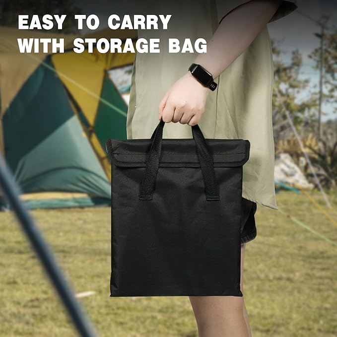 REDCAMP 12" Portable Open Fire Campfire Grill, 304 Stainless Steel Firepit Folding Campfire Grill Grate with Windscreen Height Adjustable Legs and Bag for Outdoor Backpacking Hiking Picnics BBQ