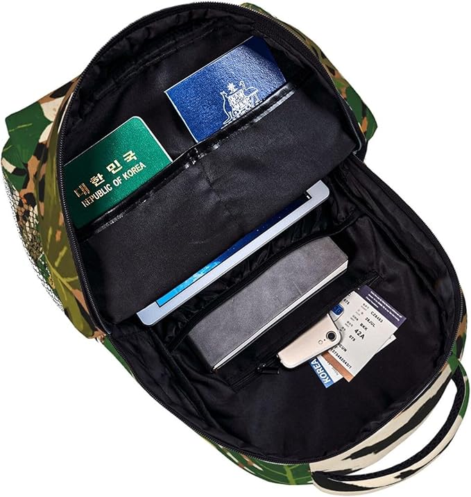 Daypack Anti-Theft Multipurpose Large Capacity Shoulder Bag, Cheetah Leopard Print Floral Gray Travel Hiking Camping Rucksack With Smooth Zippers