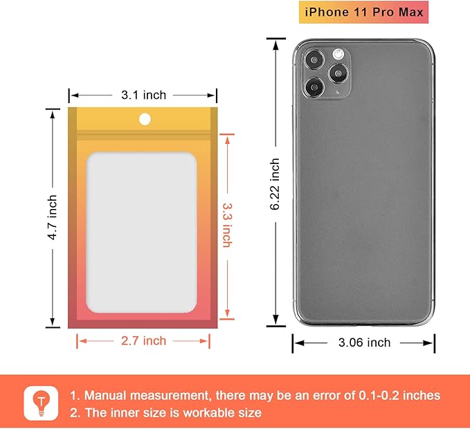 100 Pcs Resealable Mylar Bags, Gradient Color Food Storage Bags, Zip Bag Foil Bags Packaging Pouch for Food Storage, Sample, Small Business (Yellow Orange, 3.1 X 4.7 Inch)