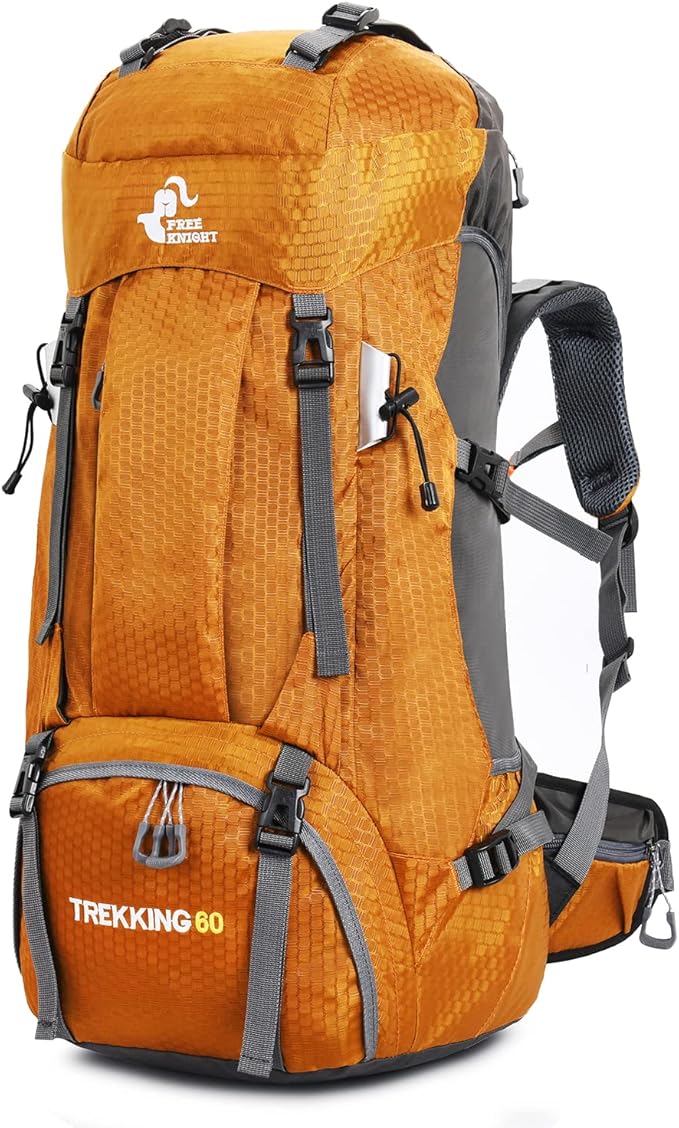 Bseash 60L Waterproof Hiking Camping Backpack with Rain Cover, Large Outdoor Sport Travel Daypack Rucksack for Climbing