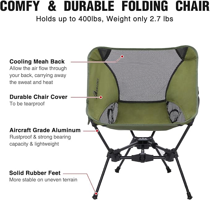 MOON LENCE Portable Camping Chair Backpacking Chair - The 4th Generation Ultralight Folding Chair - Compact, Lightweight Foldable Chairs for Hiking Mountaineering, Beach