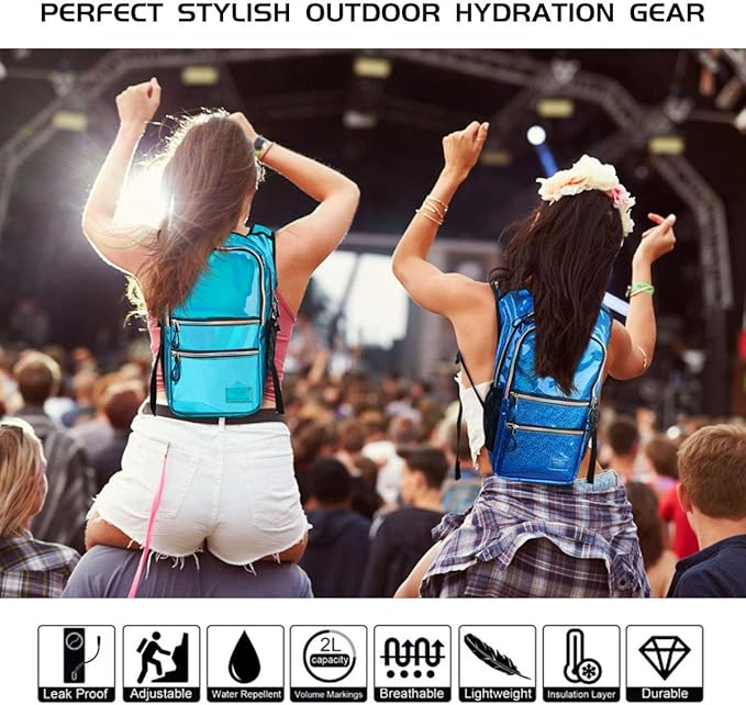 Hydration Backpack Pack, Water Backpack 20L Capacities Included 2L Hydration Bladder, Festival Essential - Rave Hydration Pack Hydropack Hydro for Hiking, Festival Gear