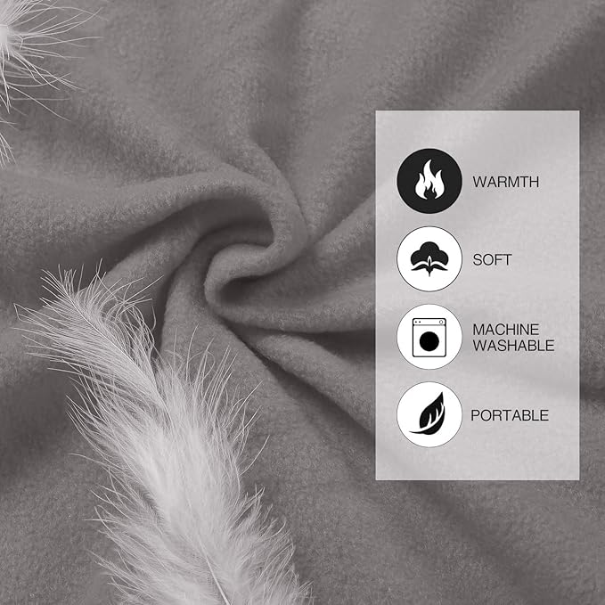 REDCAMP Fleece Sleeping Bag Liner for Adult Warm or Cold Weather, 75" Long Full Sized Zipper Camping Blanket for Outdoor Indoor Used with Sack, Grey